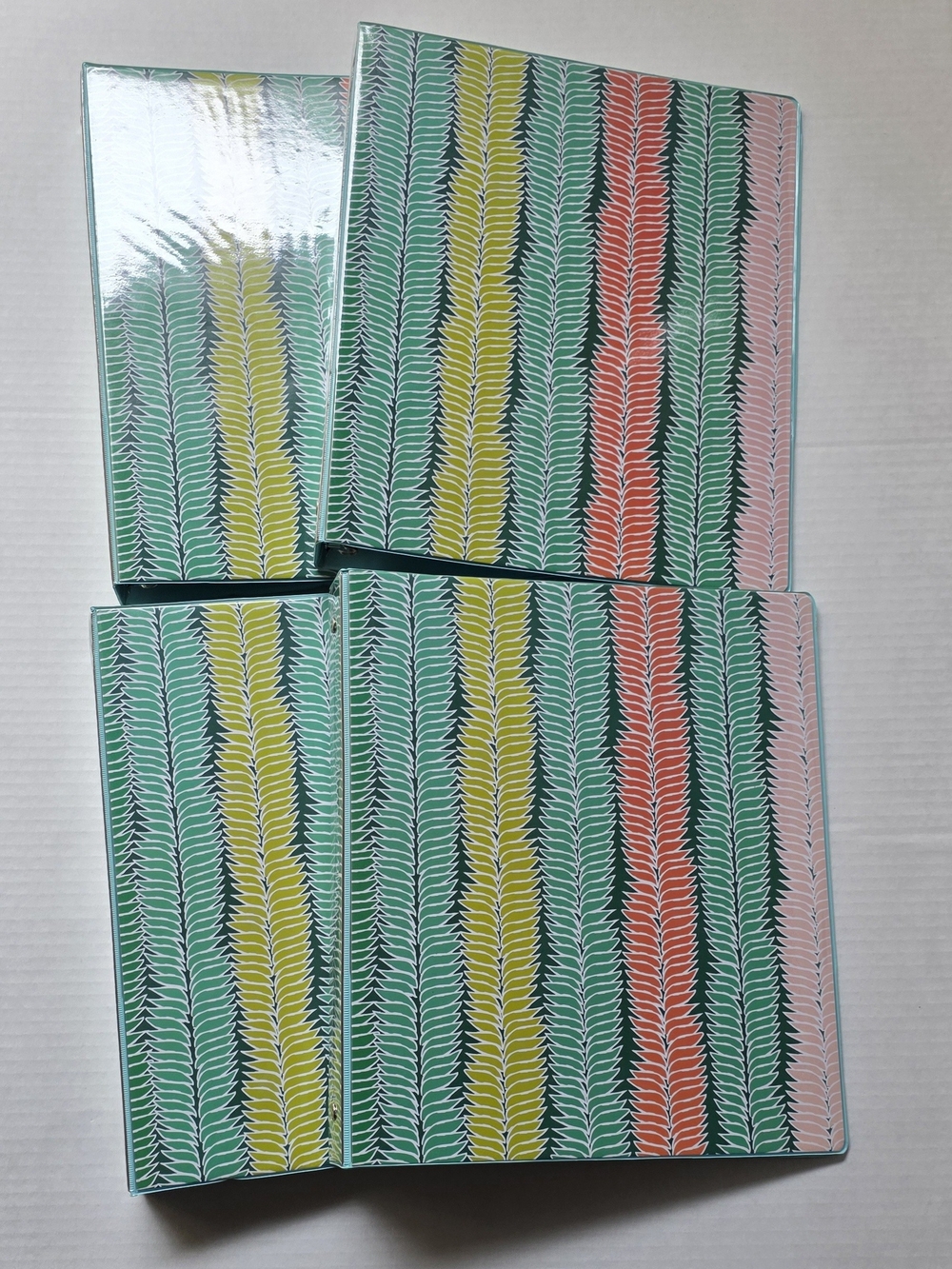 Patterned Multi-Color Home Office Binder - Green, Yellow, Coral, Pink